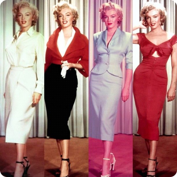 lunghezza midi, Marilyn Monroe pensil skirt,